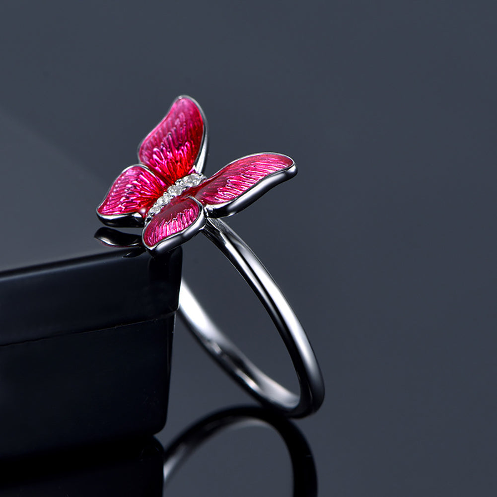 Fashion Butterfly Shiny Rhinestone Ring Women Party Cocktail Jewelry Charm Gift