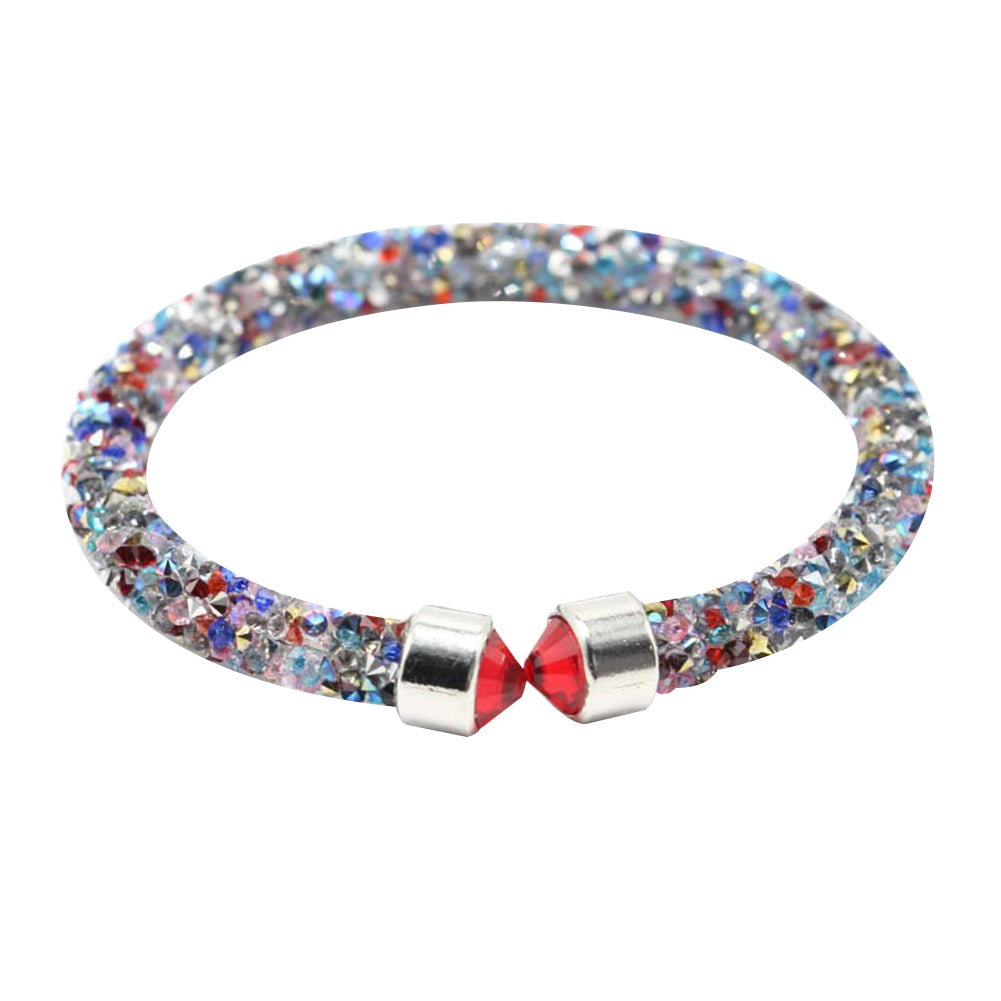 Women Fashion Full Pave Rhinestone Bracelet Open Bangle Jewelry Party Gift