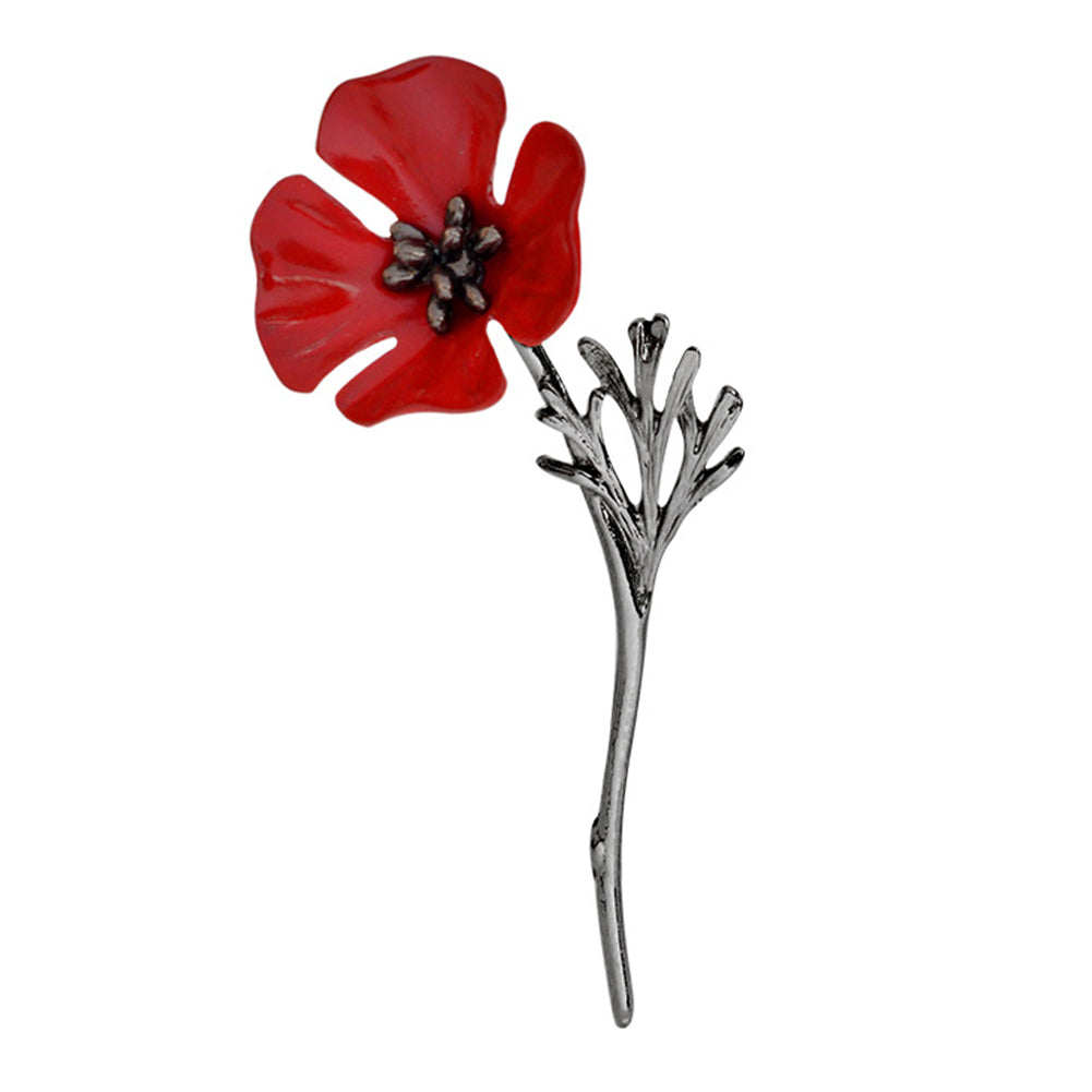 Poppy Flower Brooch Pin Vintage Women Men Collar Accessory Breastpin Jewelry