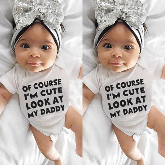 Newborn Infant Baby Girl Boys Romper Letter Print Short Sleeve Bodysuit Outfit