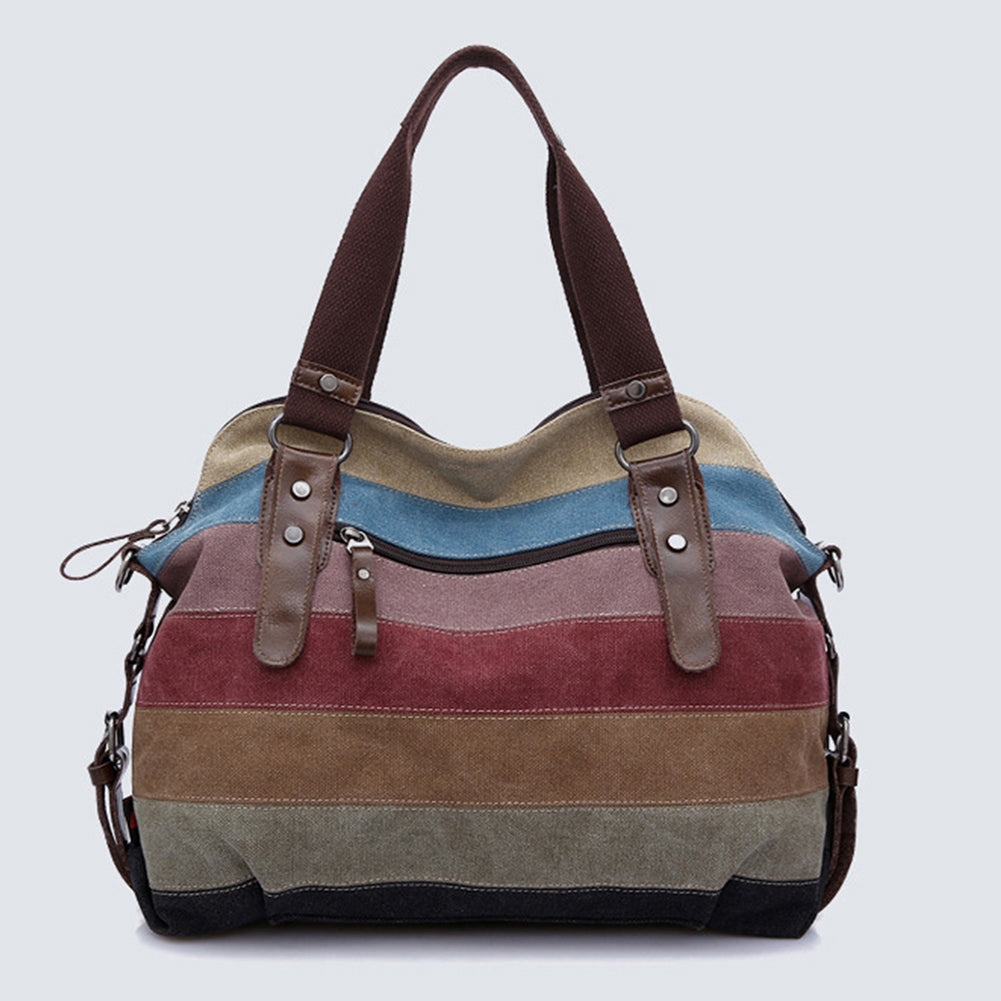 Fashion Women Canvas Large Shoulder Bag Stripes Crossbody Tote Handbag Purse