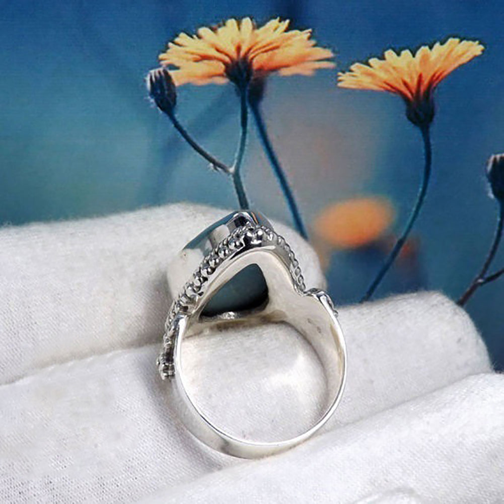 Fashion Faux Moonstone Women Finger Ring Engagement Proposal Party Jewelry Gift