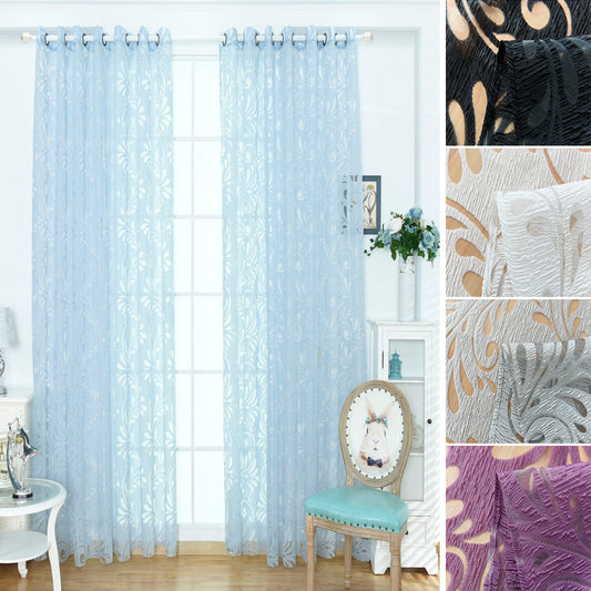 Fashion Phoenix Tail Window Curtain Sheer Divider Panel Perforated Bedroom Decor