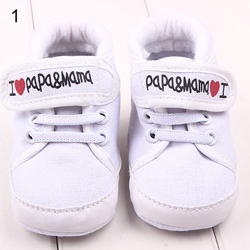 Toddler Baby Boys Girls I Love Papa Mama Letter Print Prewalkers Sneakers Shoes
