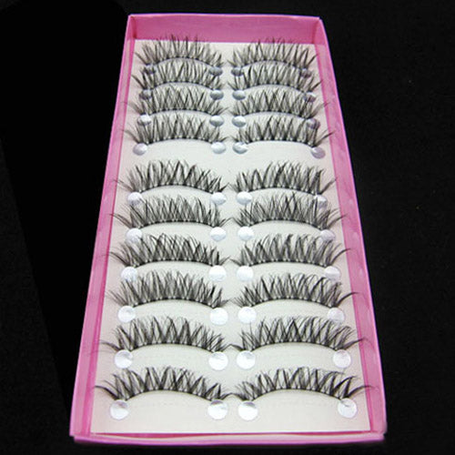 10 Pairs Natural Jumble Long False Eyelashes Party Wedding Makeup Eye Lashes