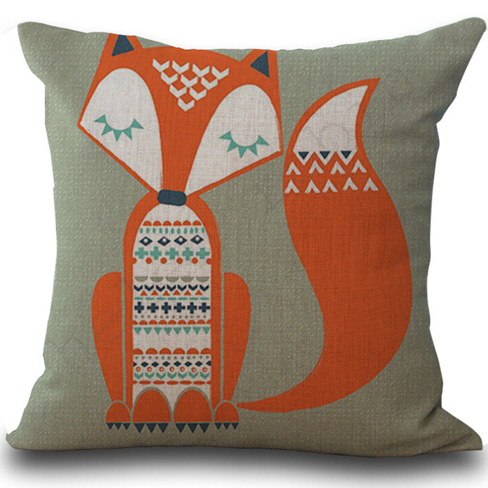 Fox Print Sofa Bed Home Decoration Pillow Case Cushion Cover
