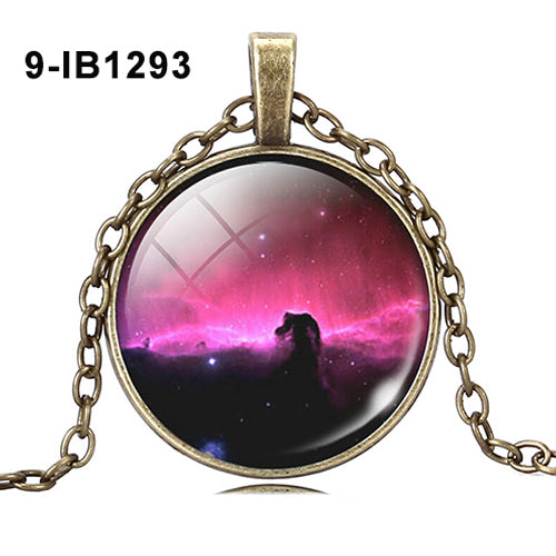 Unisex Universe Galaxy Nebula Glass Dome Cabochon Pendant Chain Necklace Gift
