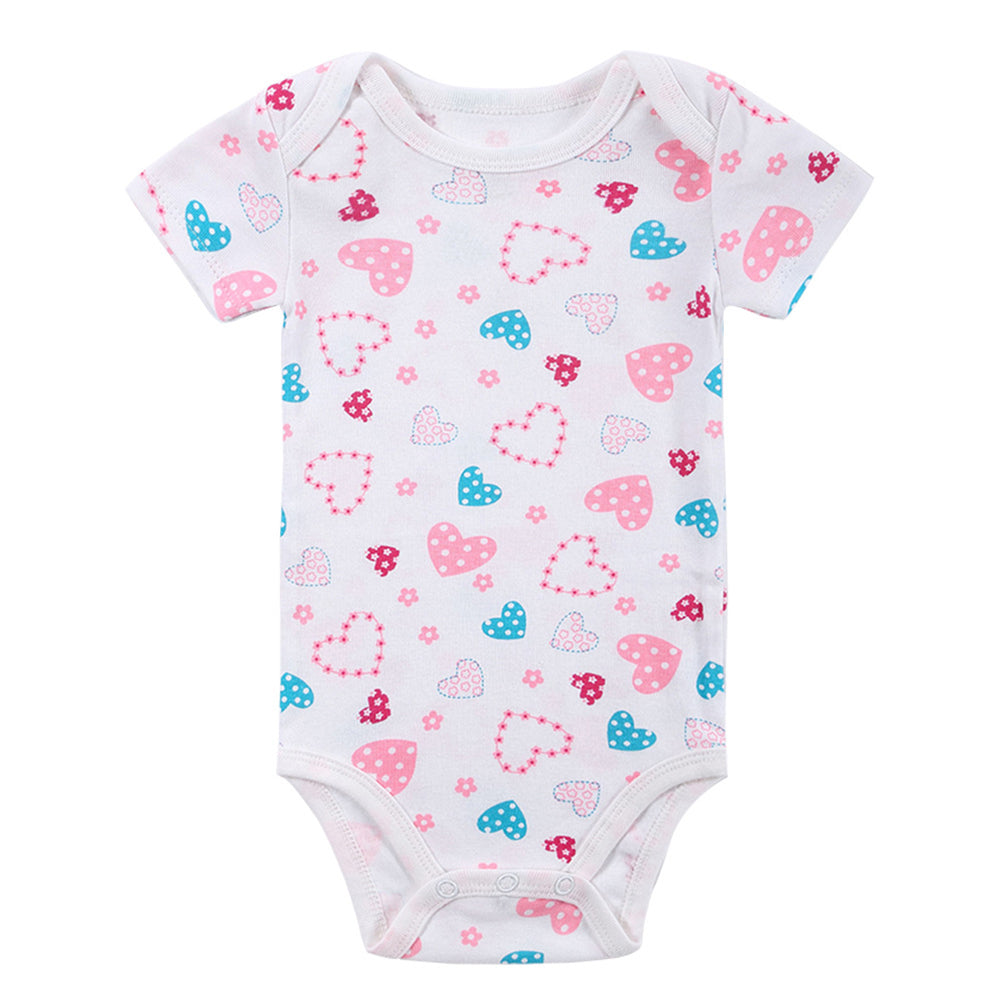 Lovely Hearts Printed Short Sleeve 0-1 Year Infant Baby Romper Summer Jumpsuits