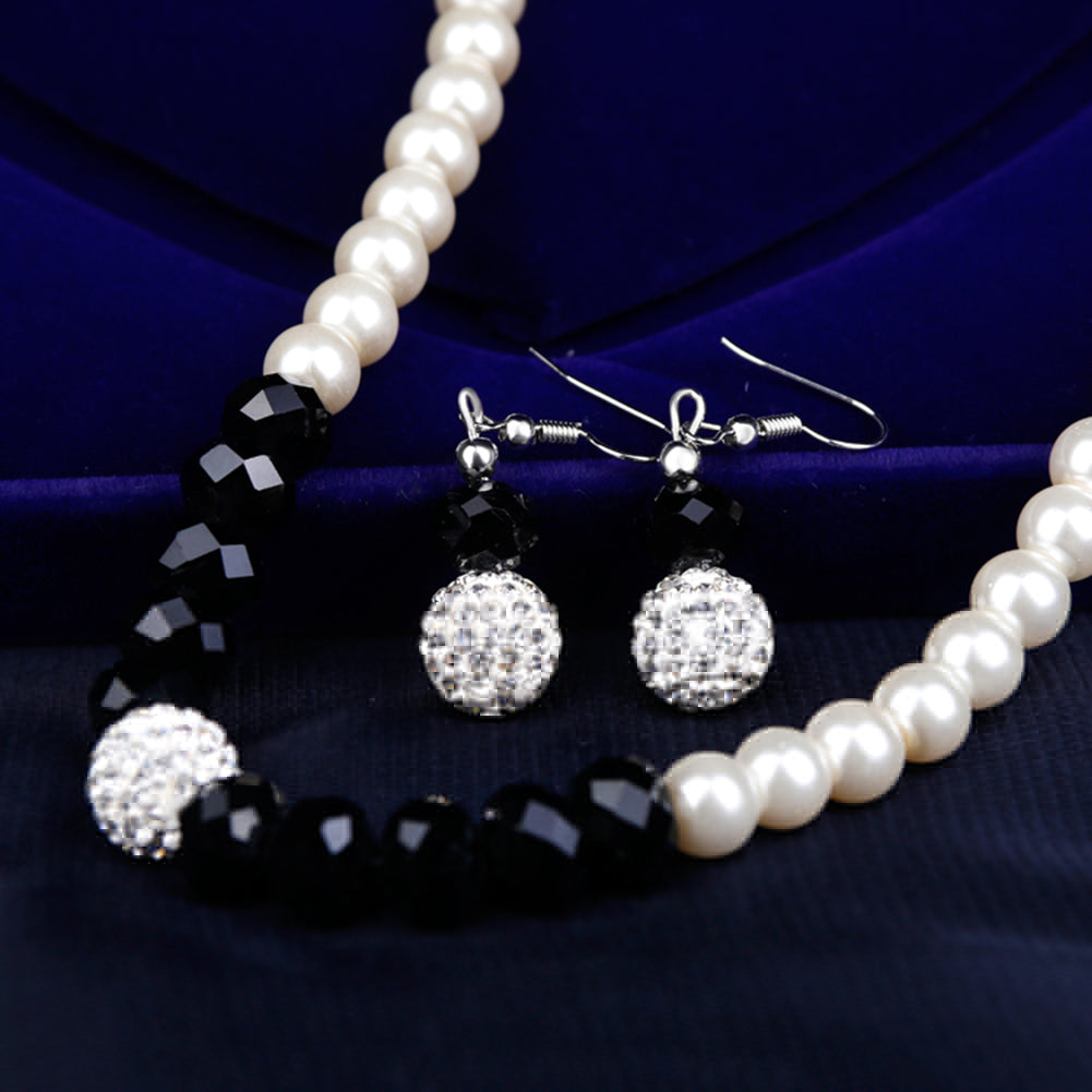 Elegant Imitation Pearls Necklace Earring Bracelet Jewelry Set Women Party Gift