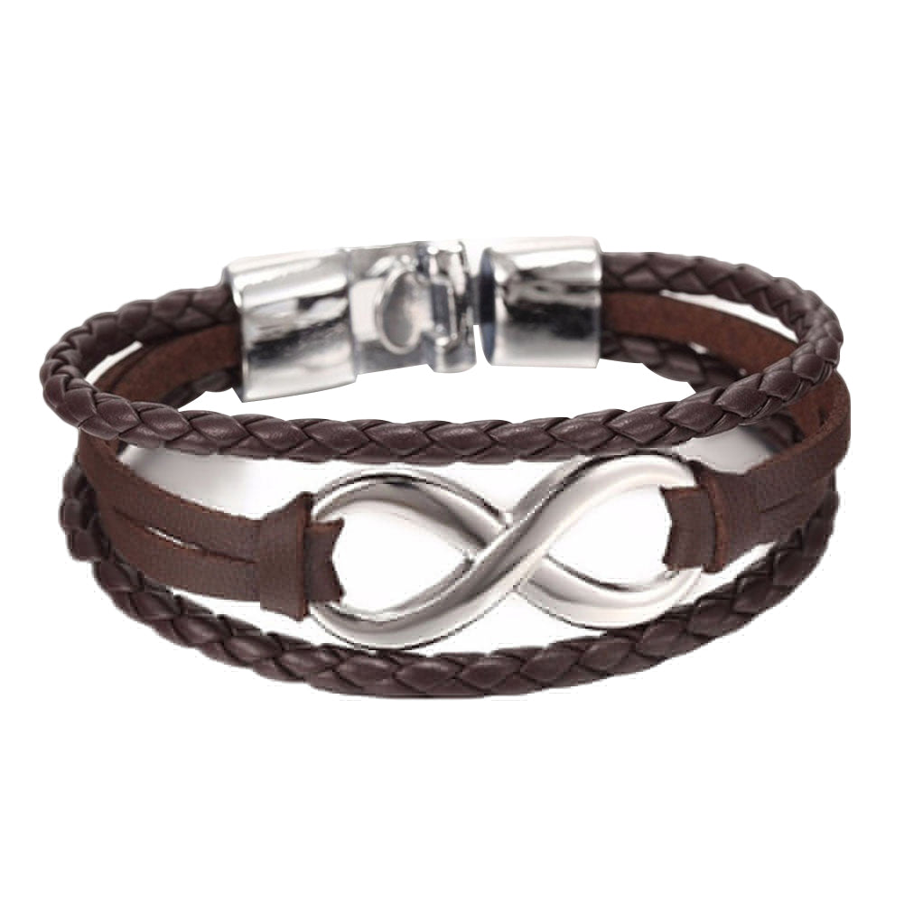 Infinity Charm Bracelet Bangle Braided Faux Leather Rope Friendship Gift Jewelry