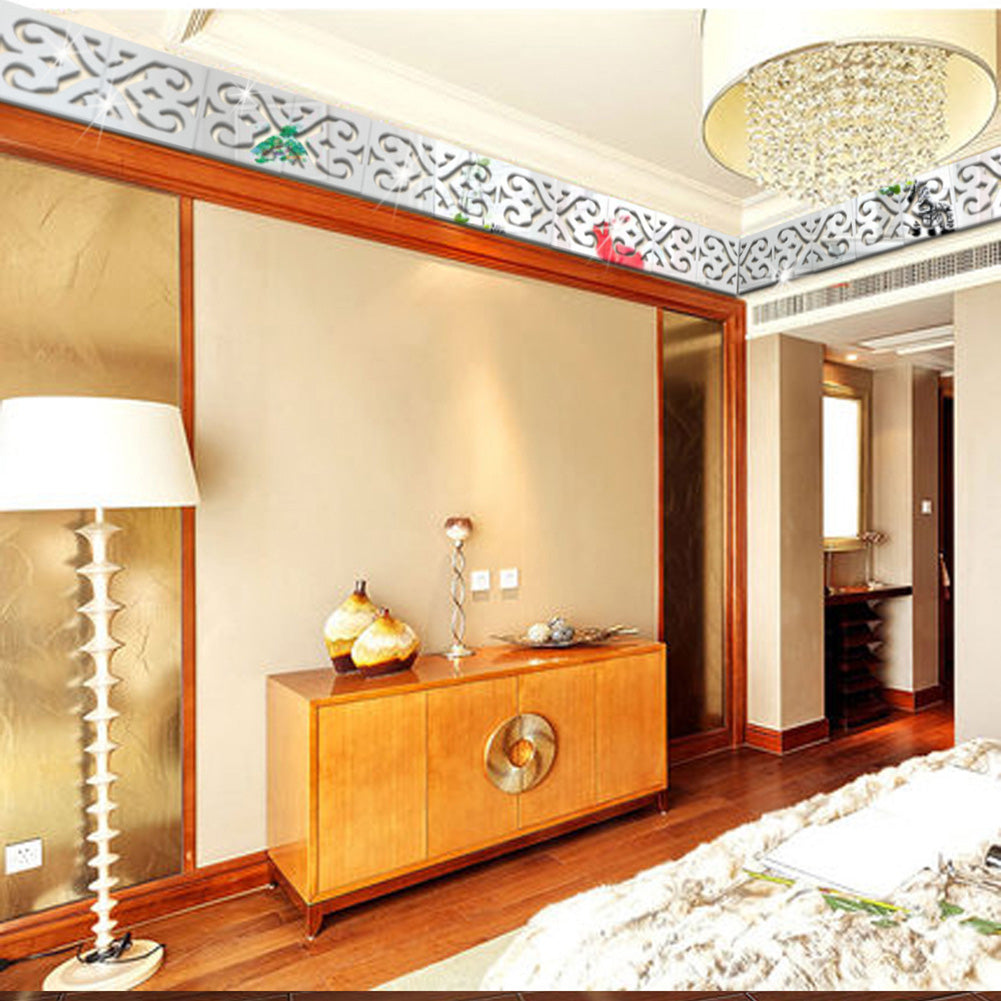 DIY Acrylic Line Mirror Wall Stickers Bedroom Living Room Hallway Home Decors