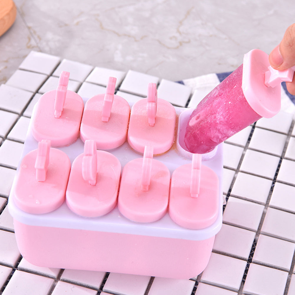 Plastic Popsicle Ice Cream Mold Maker Tray Cube DIY Kitchen Tool with Cover