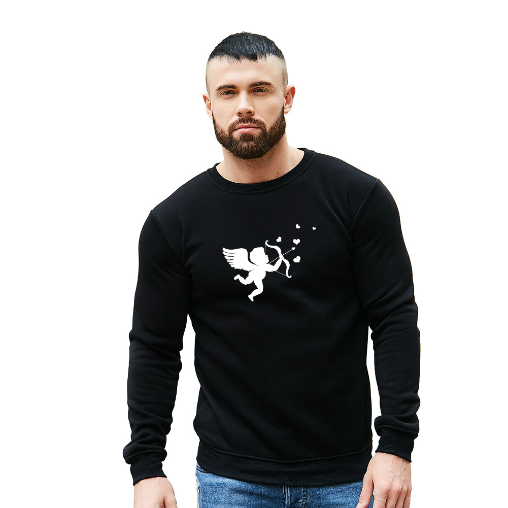 Cupid Pattern Women Men Warm Pullover Crew Neck Long Sleeve Sweatshirt Top
