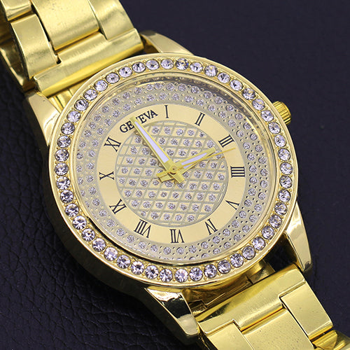 Men's Women's Fashion Rhinestone Inlaid Wristwatch Luxury Analog Business Watch