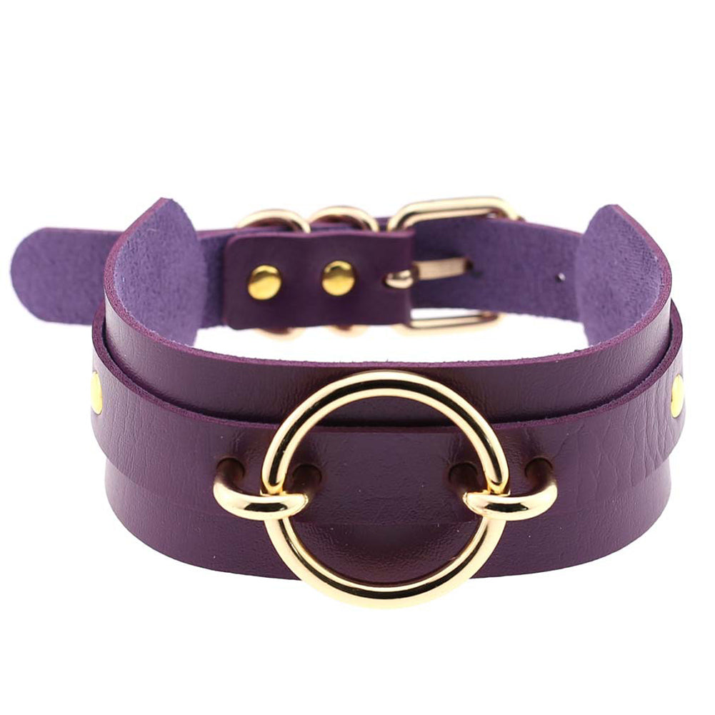 Fashion Gothic Wide Faux Leather O Ring Collar Choker Necklace Women Jewelry