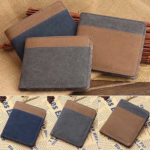Men's Short Canvas Wallet Vertical Horizontal Bifold Card Money Clutch Multi-slot