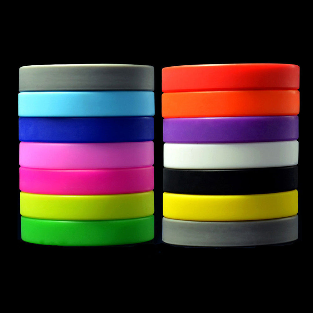 2 Pcs Men Women Silicone Wristbands Solid Color Sports Bracelet Bangle Gift