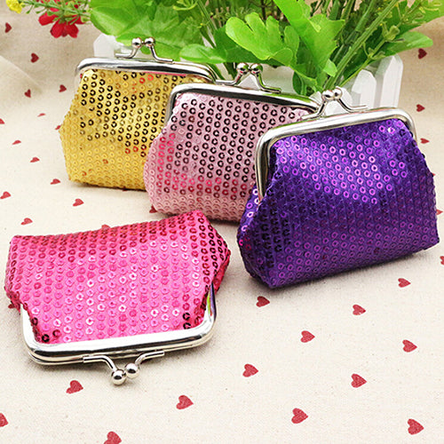 Fashion Women Sequins Buckle Mini Change Coin Purse Clutch Handy Wallet Bag