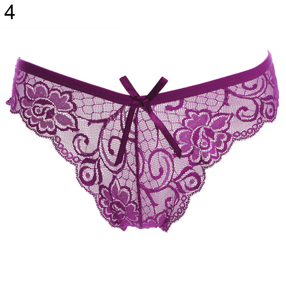 Women Sexy Lace See-through V-string Briefs Panties Thongs G-string Underwear