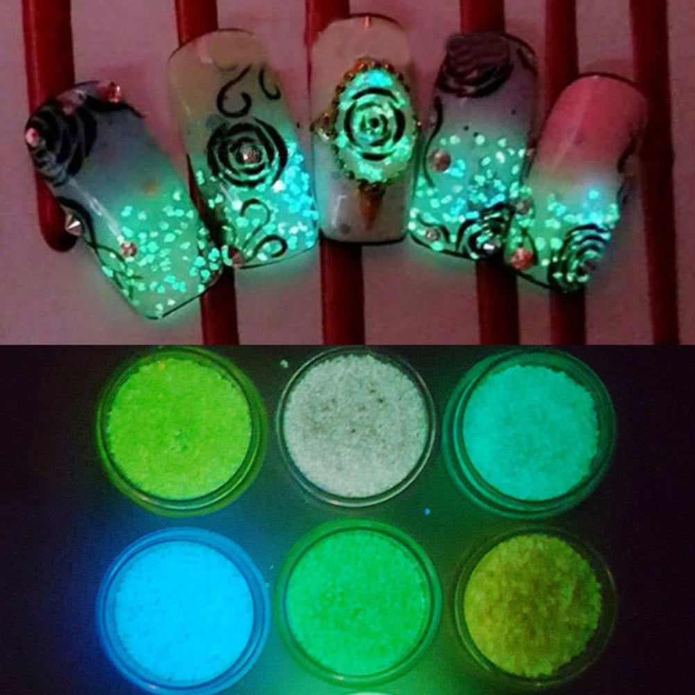 Glitter Beauty Nail Art Luminous Powder Sticker Acrylic Manicure Tips DIY Decor