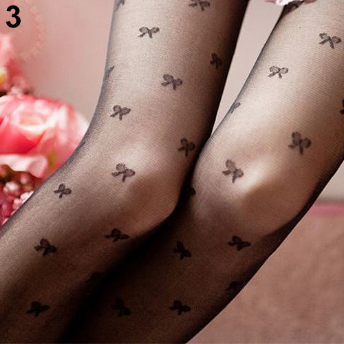 Women's Sexy Multi-Patterns Full Foot Thin Semi Sheer Tights Pantyhose Stockings