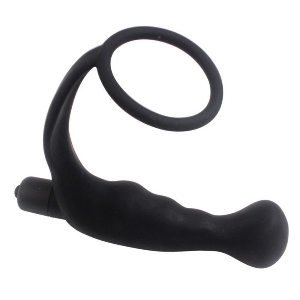 Men Silicone G-spot Vibration Penis Ring Anal Plug Massager Adult Sexual Toys