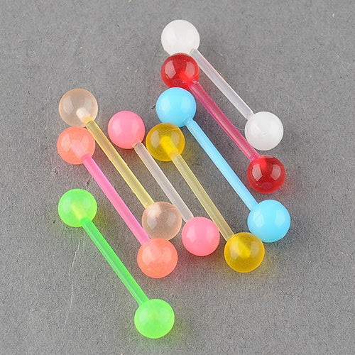 Women's Fashion Punk Glow Luminous Tongue Nose Studs Body Piercing Ball Barbells