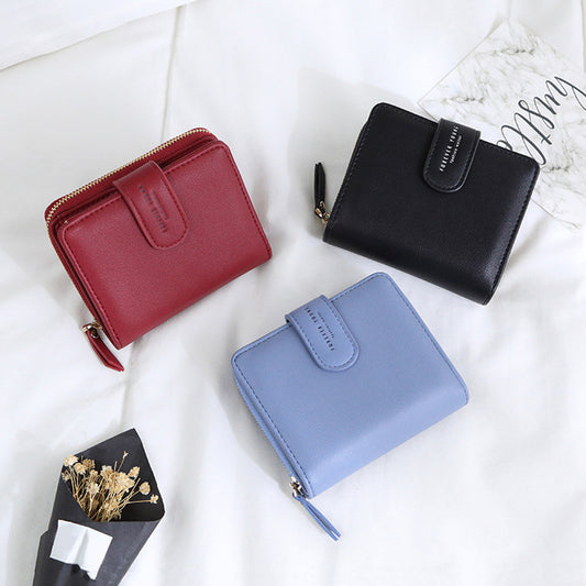 Lady Fashion Faux Leather Wallet Card Holder Zipper Short Purse Christmas Gift