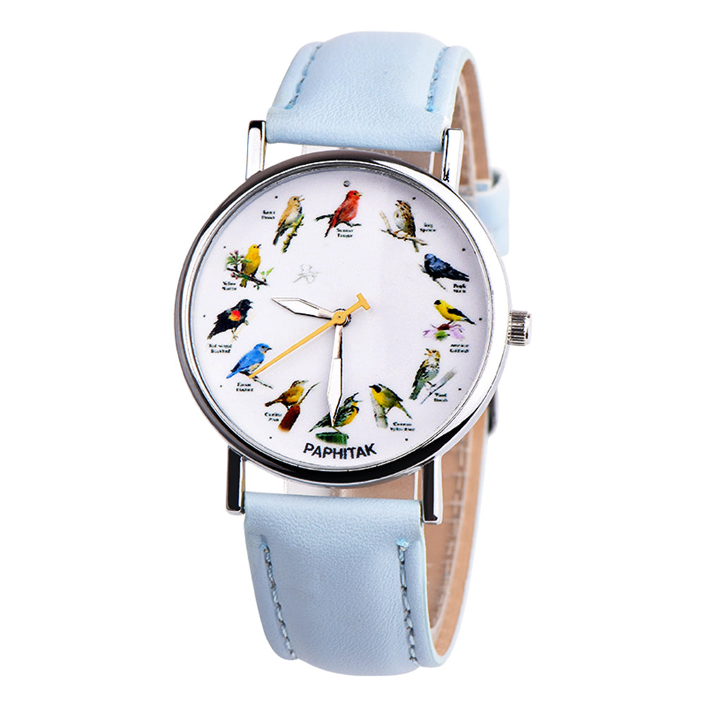 Fashion Birds Animal Round Dial Quartz Analog Women Date Shopping Wrist Watch