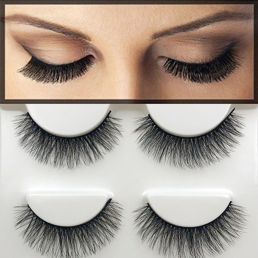 3 Pairs False Eyelashes Long Thick Cross Eye Lashes Extension Women Makeup Tool