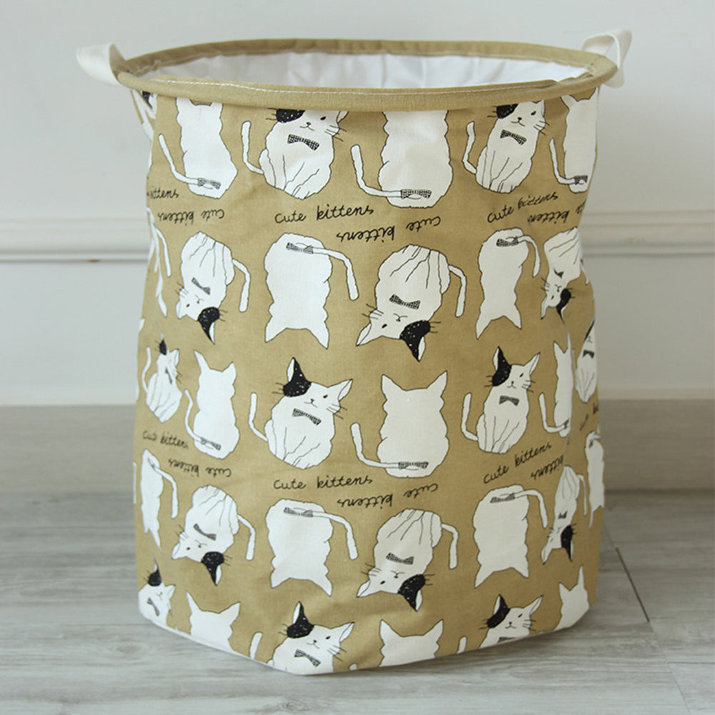 Cartoon Pattern Laundry Basket Home Washing Sorter Hamper Cotton Storage Bag