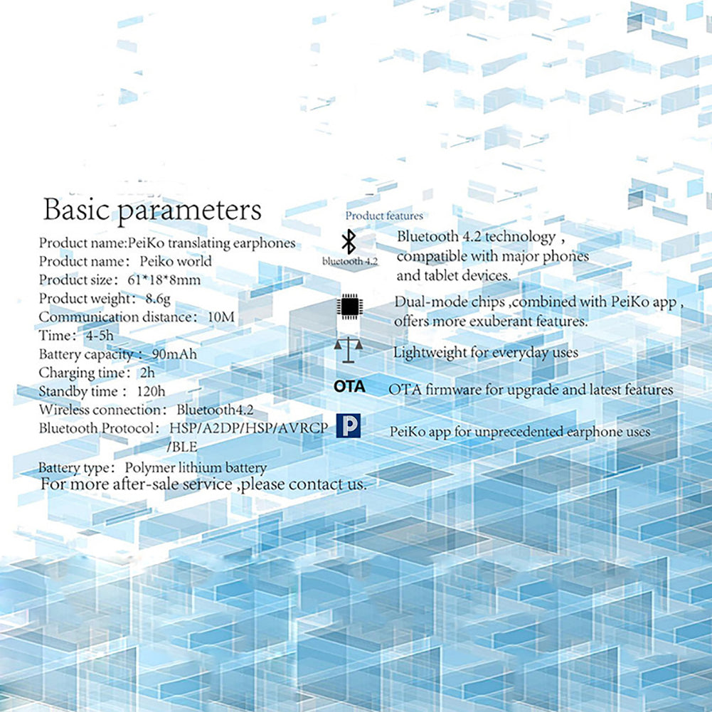 Real Time Language Translator Intelligent Wireless Bluetooth Earphone with Mic