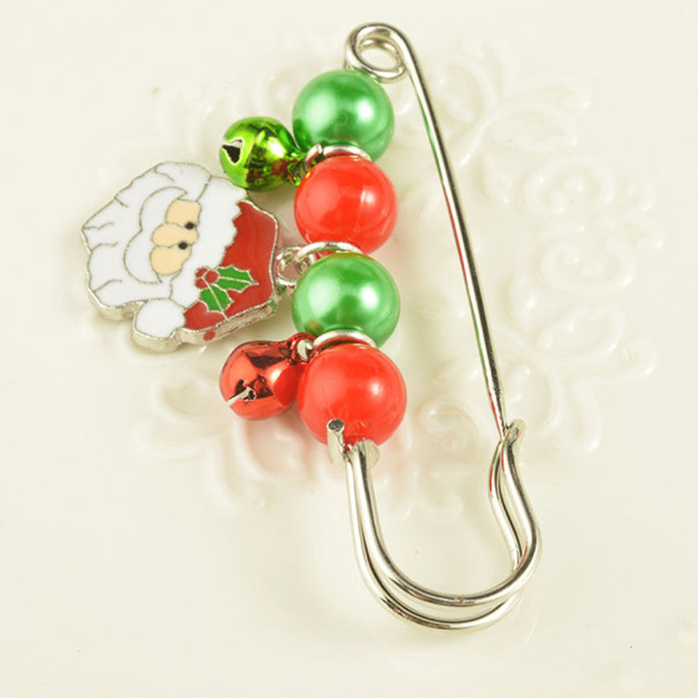 Handcraft Gift Santa Claus Christmas Tree Pattern Small Bell  Cute Brooch Pin