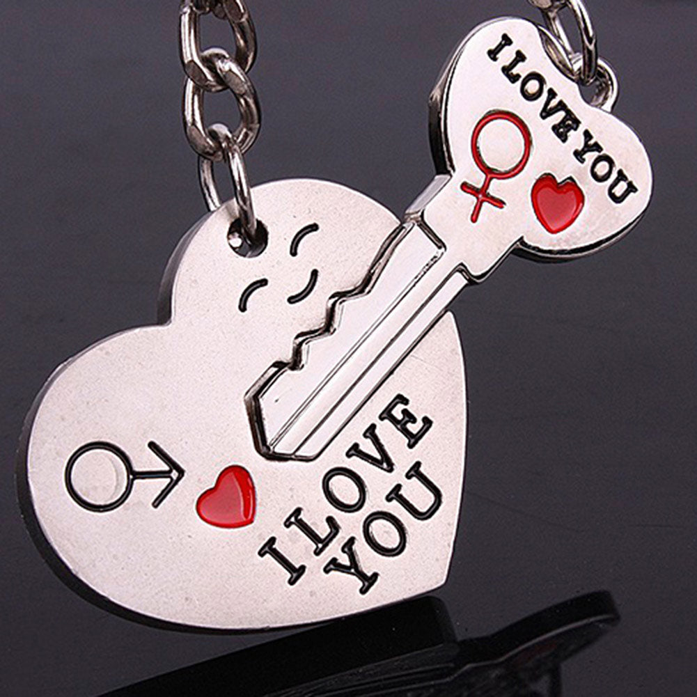 Romantic Couple Keychain Keyring Keyfob Valentine's Day Lover Gift Heart Key Set