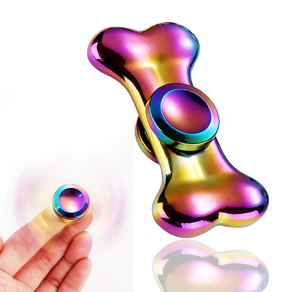 EDC Rainbow Bone Shape Hand Spinner Focus Fidget Finger Desk Toy for ADHD ADD