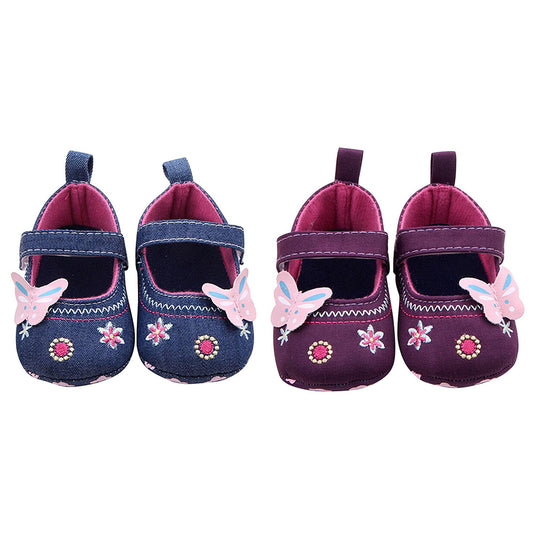 Cute Baby Girls Soft Soled Butterfly Pattern Crib Canvas Shoes Toddler Indoor