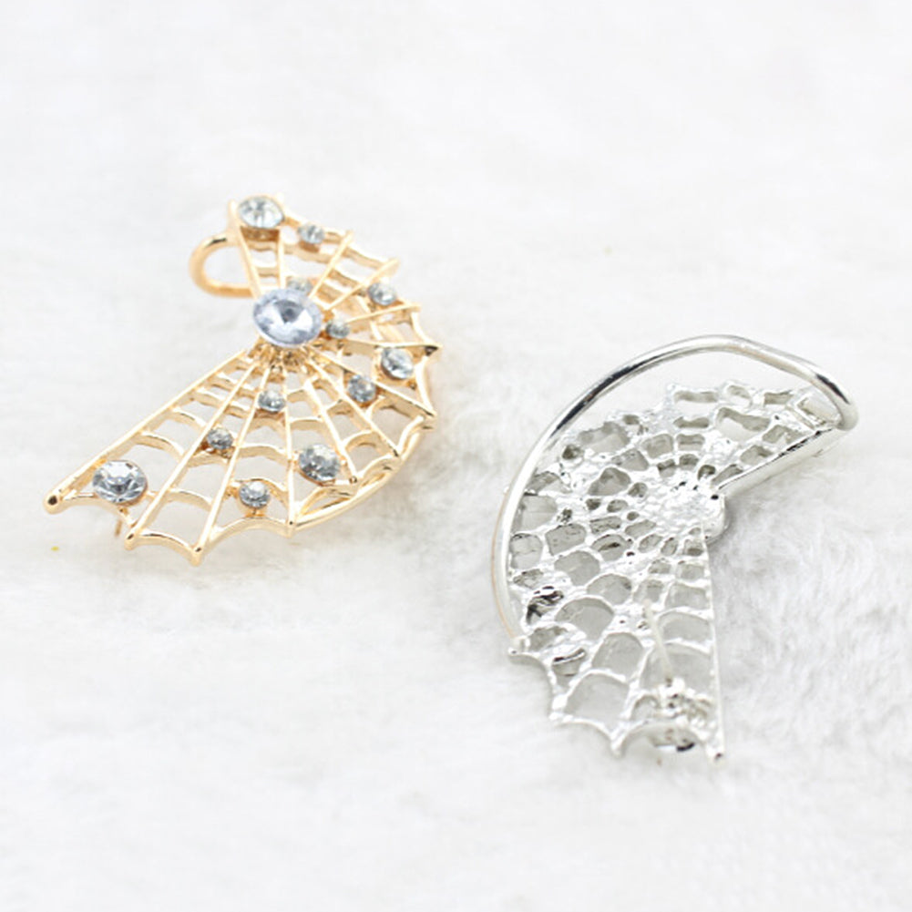 1Pc Fashion Women Earrings Hollow Spider Web Zircon Left Ear Wrap Clip Cuff