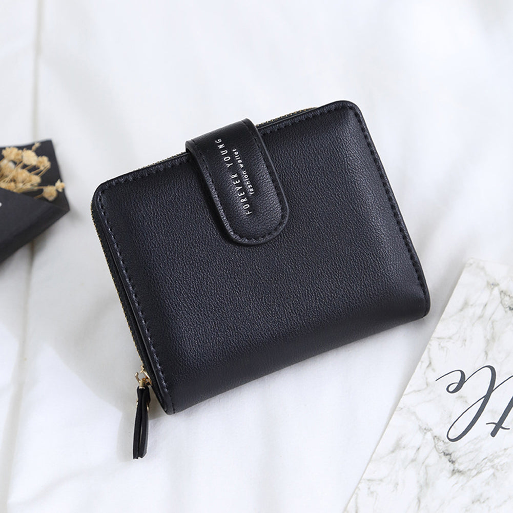Lady Fashion Faux Leather Wallet Card Holder Zipper Short Purse Christmas Gift