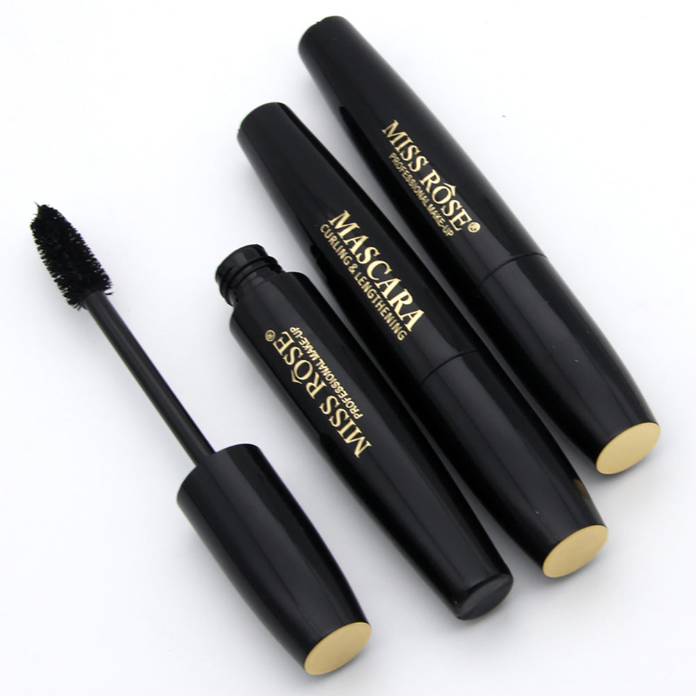 4D Fiber Round Head Mascara Thick Curling Lengthening Waterproof Eyelash Makeup