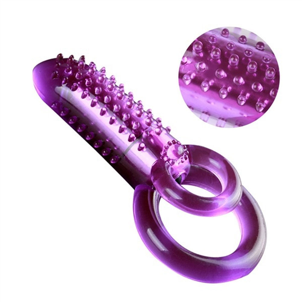 Double Circle Ejaculation Delay Penis Cock Ring Clit Stimulator Vibrator Sex Toy