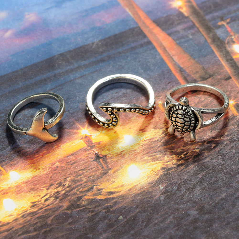 8Pcs/Set Women Fashion Boho Turtle Knuckle Ring Charming Gift Set Stacking