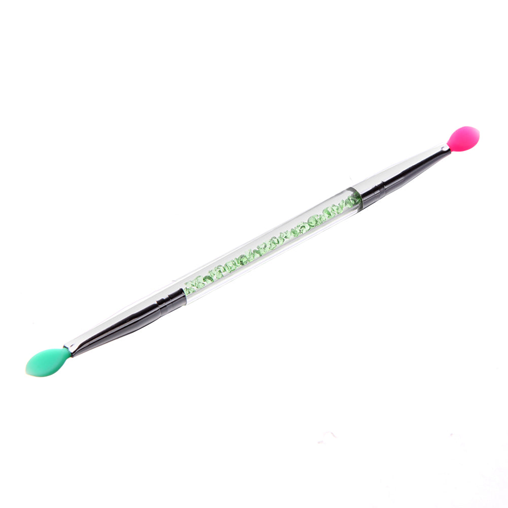 Double Ended Silicone Head Rhinestone Eyeshadow Eyebrow Lip Makeup Brush Tool