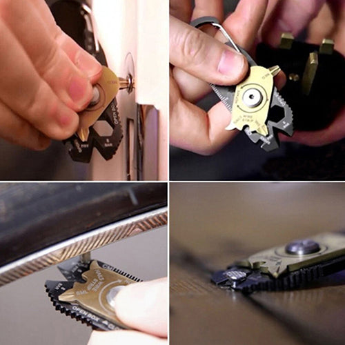 Outdoor EDC Keychain 20-In-1 Pocket Multi Tool Bottle Opener Wrench Screwdriver