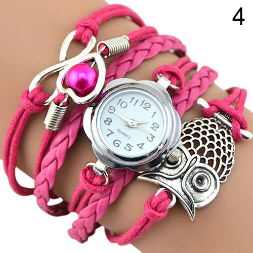 Women's Arabic Numerals Peony Floral Dial Wide Faux Leather Bracelet Wrist Watch