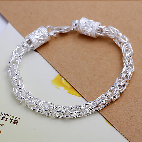 Women Fashion Simple Design Silver Plated Charm Jewelry Chain Bangle Bracelet