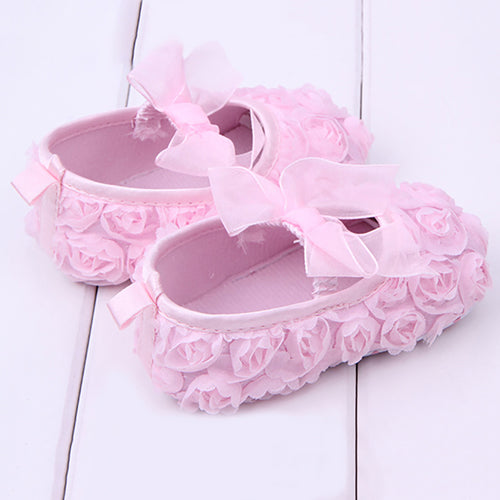 Toddler Baby Girls' Sweet Bowknot Rose Princess Shoes Prewalkers Soft Sole Flats