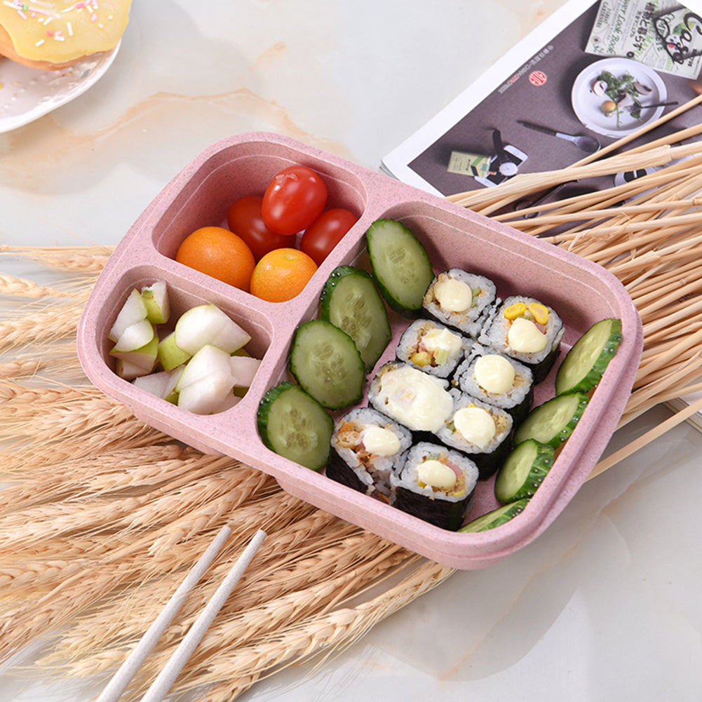 3 Compartments PP Lunch Box Food Storage Container for Kids Adults Picnic