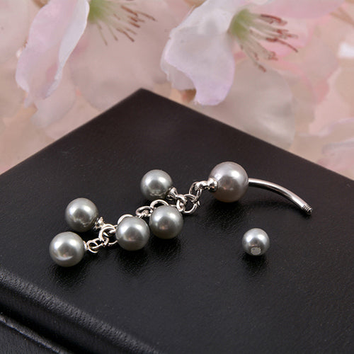 Women's Fashion Faux Pearls Body Piercing Navel Belly Button Ring Xmas Gift