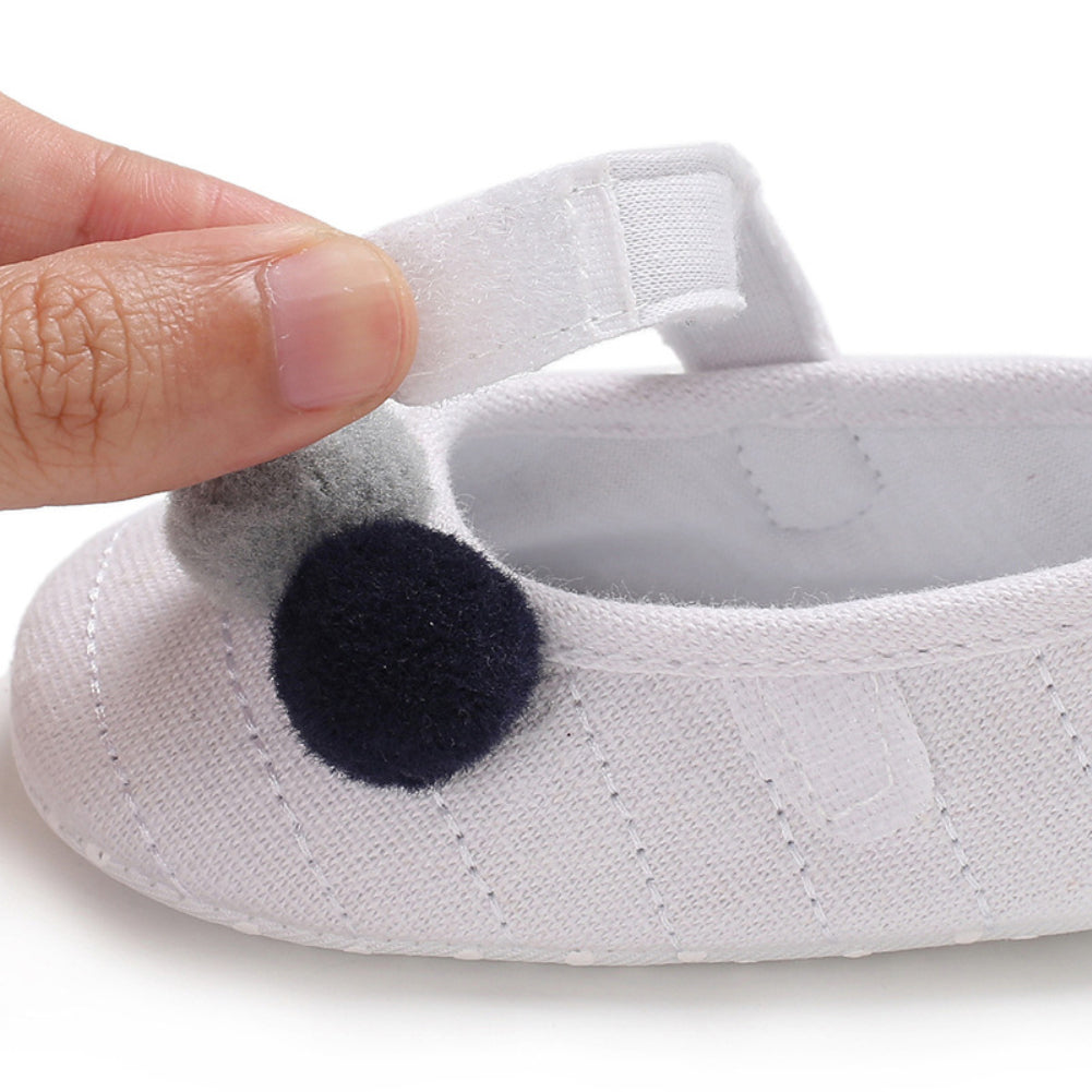 Cute Pompom Solid Color Toddler Baby Girl Prewalker Anti-slip Princess Shoes