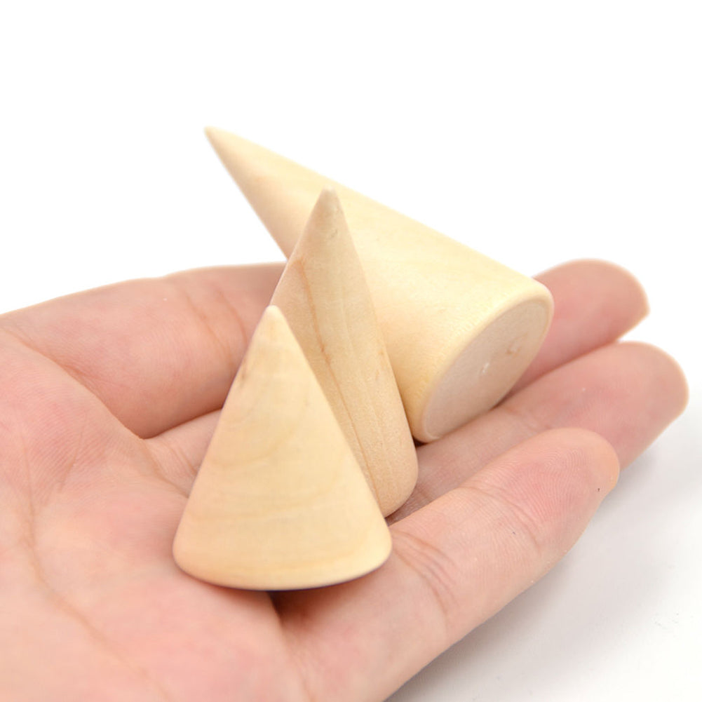 3Pcs Simple Wooden Cone Display Stand Holder Jewelry Ring Pendant Showing Stand